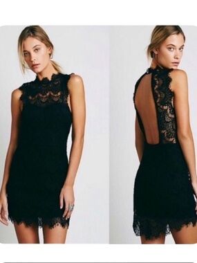 Free people NWT black lace dress size large